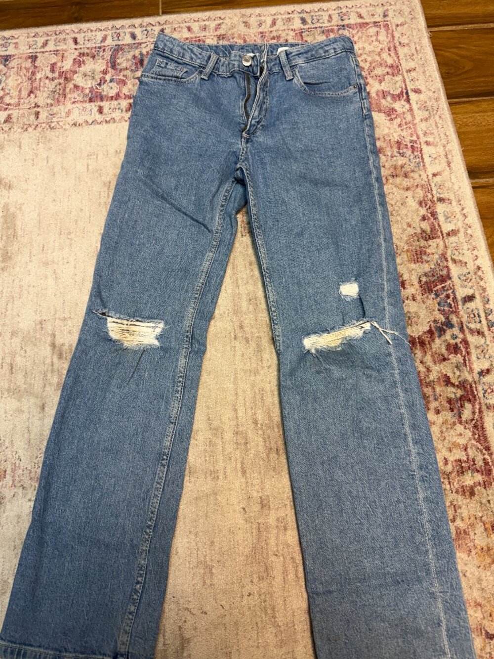 H&M Kids Girls Ripped Straight Jeans Size 12R In Great Shape!!